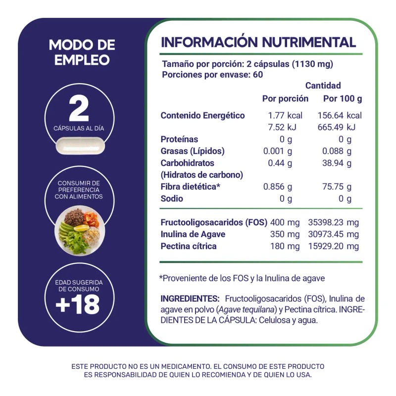 Prebiticos Blend Megabiotic 120 Cpsulas 1130mg Por Porcin Sin Sabor
