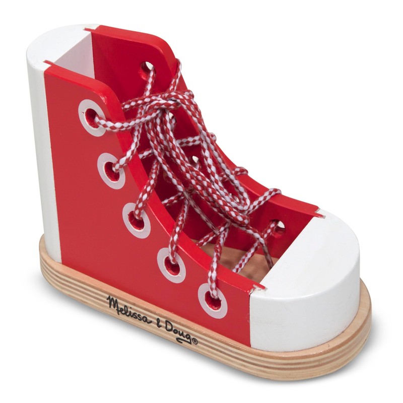 Melissa & Doug Deluxe Wood Lacing Sneaker - Learn to
