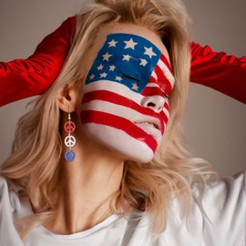 4th of July Earrings Accessories Independence Day Patriotic Earrings Red White and Blue USA Star Flag Dangle Drop Earring Jewelry 4th of July Shirts Outfits for Women