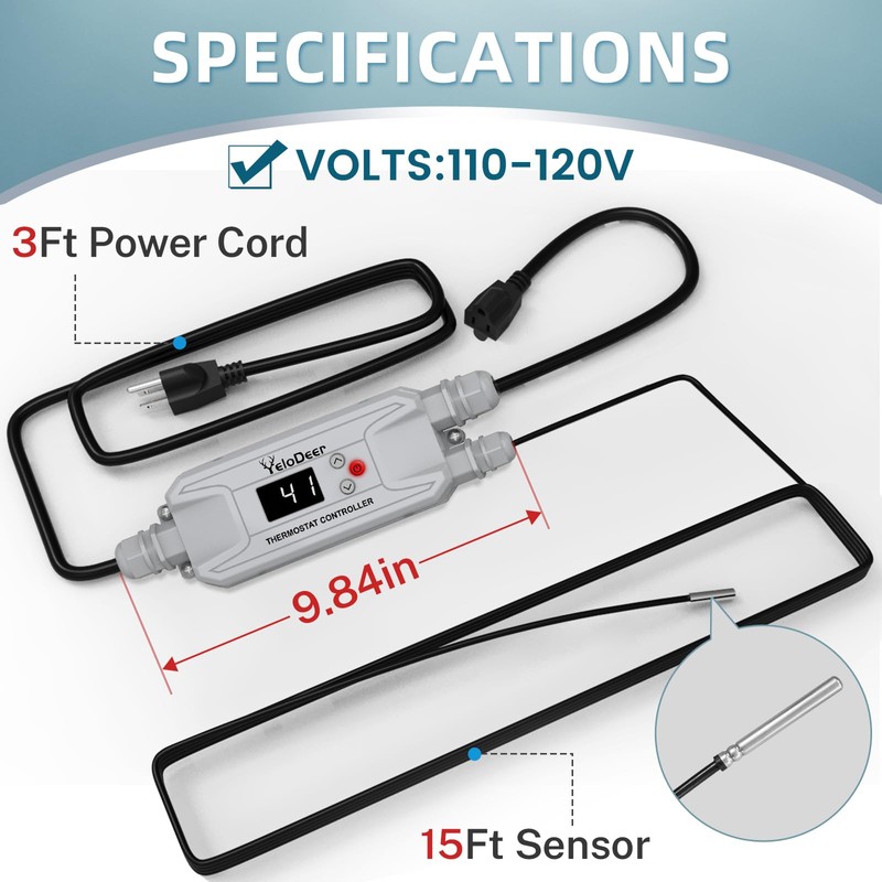 110~120 V YeloDeer Temperature Controller for in Pipe Heating Cable