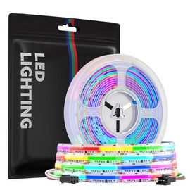 SEZO 24 V WS2811 RGB IC FCOB LED Strip Individually Addressable Dream Colour Dimmable LED Strip 5 m 4320 LEDs Pixel COB LED Light Strip, Width 12 mm IP66 Waterproof for Home Party Decoration