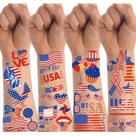 【100 PCS】 4th of July Temporary Tattoos Fourth of July Accessories 4th of July Accessories Party Favors Decorations USA Tattoos Patriotic Stickers 4th of July Outfits for women Fourth of July Deals