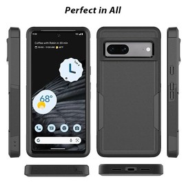 ZUSLAB Rugged Case for Pixel 8 Defender Protective Heavy Duty Shockproof Dustproof Cover for Google (2023) - Black