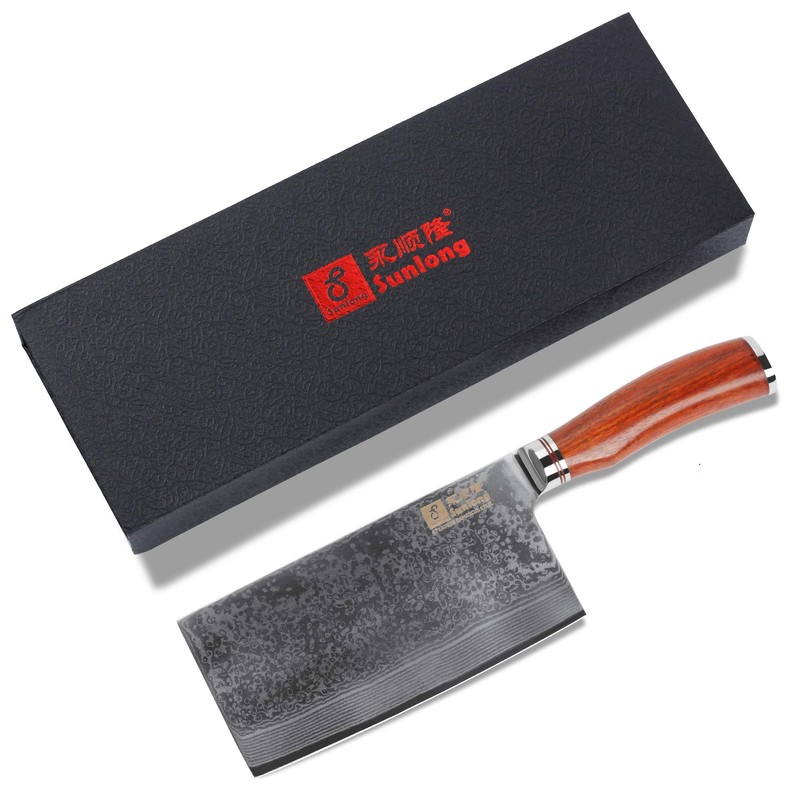 SUNLONG Meat Cleaver 7 inch Chinese Vegetable Cleaver -Japanese Hammered