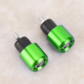 Handlebar CNC Aluminum Bar End Caps, 2Pcs Universal 18-22 Mm Motorcycle Round Handlebar End Weight Balance Plug (Green)