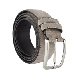 GRESEL Genuine Suede Belt for Men and Women, Genuine Leather, Made in Italy, Adjustable, 3.5 cm Wide, taupe
