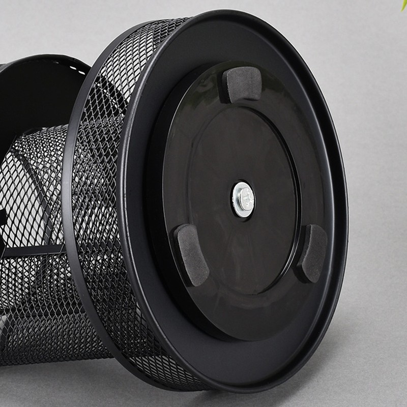 Rotating Pen Holder Black Mesh 7 Compartments Strong Metal Rotating