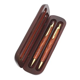 Takizawa T22-Q-HS48W-1 Japanese Wooden Axis Retro Case Set, Japan Ballpoint Pen, Mechanical Pen Set, Red Wood Case, Pear Wood Axis, Wood Pen Set with Different Patterns Per Piece, Brown