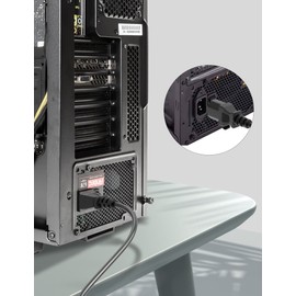 BICMIC 5 m IEC Power Cable CEE 7/7 Earthing Contact Plug E+F 90° Angled to C13 / 3-Pin Suitable for PC, Computer, TV, Monitor, Screen, Printer, Projector, Projector