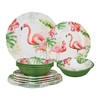UPware 12 Piece Flamingo Melamine Dinnerware Sets, Outdoor Dishes Set,