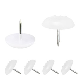 Qrity Pack of 16 Plastic Chair Glides, Furniture Feet, Chair Glides with Nails, Floor Protection, Furniture Glides for Furniture, Chair and Table Legs, 18 mm