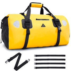 Haimont Waterproof Duffel Bag Roll-top Dry Duffel Bag with Quick-fixed Straps for Motorcycling, Rafting, Boating, SUP, Kayaking, Travel, 70L, Yellow