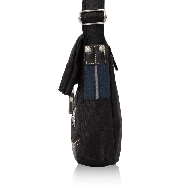Mustache JLG-4662 Shoulder Bag, Fold-In Mouth, Cross-body, Black