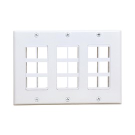 DIYTECH Keystone Wall Plate, 18 Port Keystone Jack Wall Plate, Supports Keystone Jack or Modular Inserts, 18-Port Keystone Plate, In Wall Patch Panel - 3 Gang White