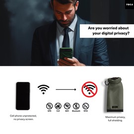 TOCA No Signal Sleeve - RFID Blocking Faraday Bag, Keyless Go & Smartphone/Laptop Protection, Data Privacy Shield, Water-resistant, Compact Green