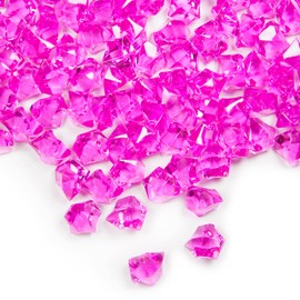Featuman Rose Red Plastic Diamonds, 160 Pcs Fake Crushed Acrylic Crushed Ice Rocks, Acrylic Gemstone Bulk for Vase Fillers, Aquarium, Pirate-Themed, Christmas Party and Home Weddings Decor
