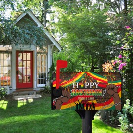 Dacawin Happy Juneteenth Magnetic Mailbox Cover African Fist in Black Mailbox Wraps June 19 1865 Post Letter Box Cover for Farmhouse Outdoor Garden Yard Home Decor Standard Size 21 X 18 Inch