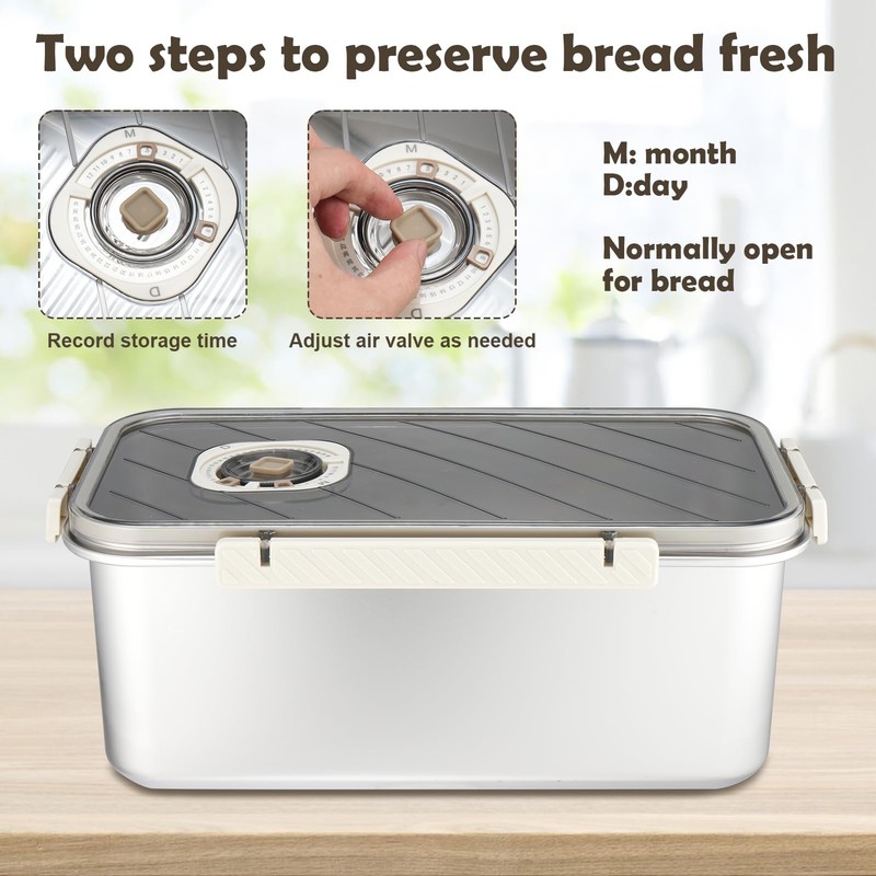 Bread Box for Homemade Bread, Time Recording Bread Storage Container