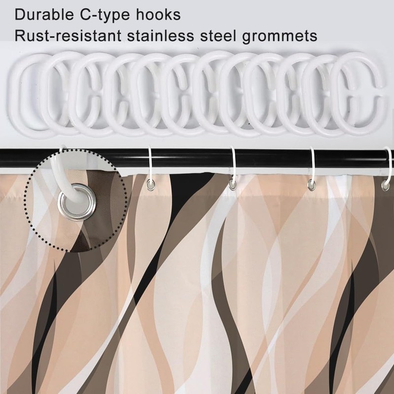 Ruelvth Cream Shower Curtain, Modern Abstract Cream and Grey Striped