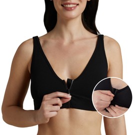 Slick Chicks Wireless Front Closure Bras for Women - Adaptive Post Surgery Bra, Black, 3X-Large