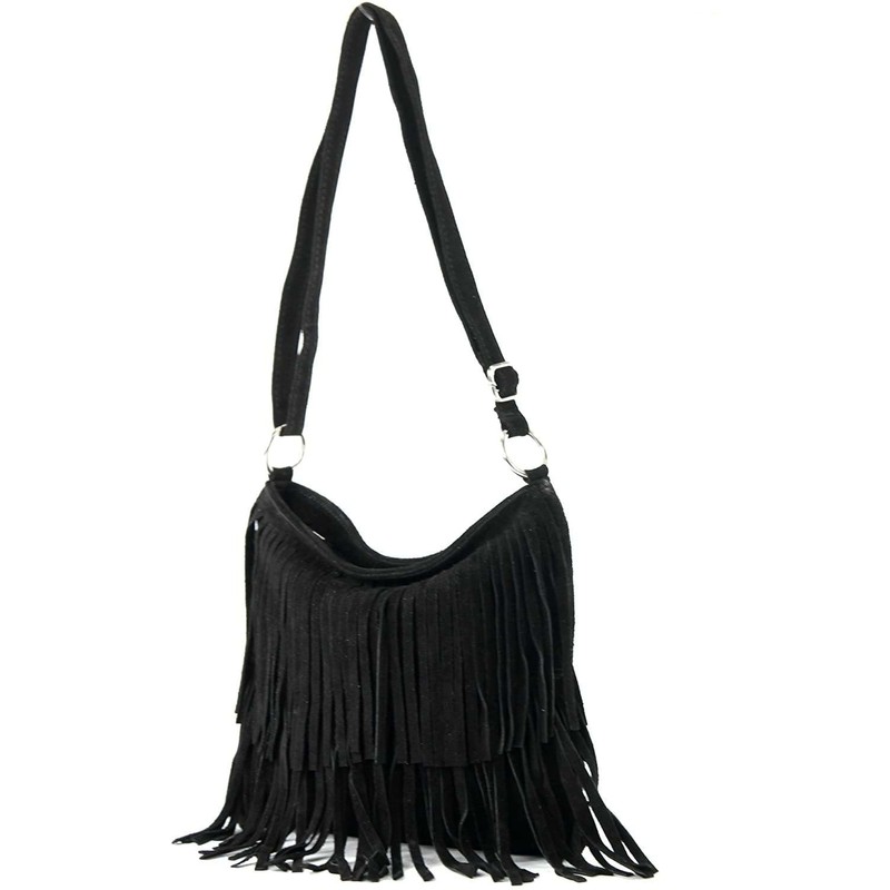 Kitise Womens Bright Colour Real Italian Suede Leather Fringe Shoulder