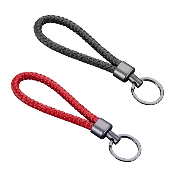 LxwSin Braided Leather Keychain, 2 PCS PU Leather Strap Keyring
