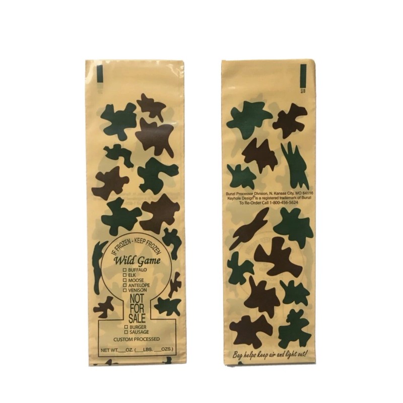Bunzl CAMO PRINT WILD GAME GROUND MEAT FREEZER CHUB BAGS