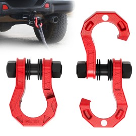 AMBULL 3/4" D Ring Separate Shackles, 52,910lbs Break Strength Easy Open Towing Winch Shackles, Heavy Duty Shackles with 7/8" Screw Pin for Tow Strap Winch Off Road Vehicle Recovery, RedRed
