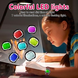 Edillas Kids Watches Digital Girls Boys,7 Colors Light Waterproof Watches for Child Sport Outdoor Wrist Watches Multifunctional with Stopwatch/Alarm