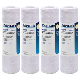 FrigiLife 5 Micron 10" x 2.5" String Wound Sediment Water Filter Cartridge for Well filter Universal Replacement with Any 10 inch RO Unit, WP-5, CFS110, Aqua-Pure AP110, WP-5, Culligan P5,(Pack of 4)