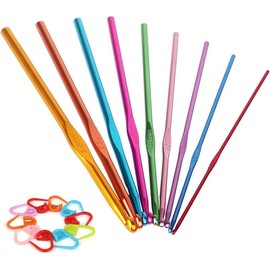 Crochet Set for Beginners, Crochet Hooks  Soft Grip 2mm-6mm Metal Crochet Hook for Crochet Yarn, 19 count Crochet  Set with Stitch Markers,  Crochet Hook for - Color: Color Metal Hook (5.7 in)