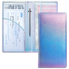 Mymazn Car Registration and Insurance Holder, PU Leather Insurance and Registration Holder with Magnetic Closure, Car Document Holder for Driver's License & Essential Documents (Iridescent Blue)