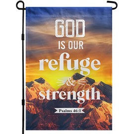 CHAONENG America Forever Bible Verse Garden Flag - 12 x 18 inch - Psalm 46:1 God is Our Refuge and Strength - Christian Quotes Double Sided Religious Outdoor Yard Decorative Inspirational