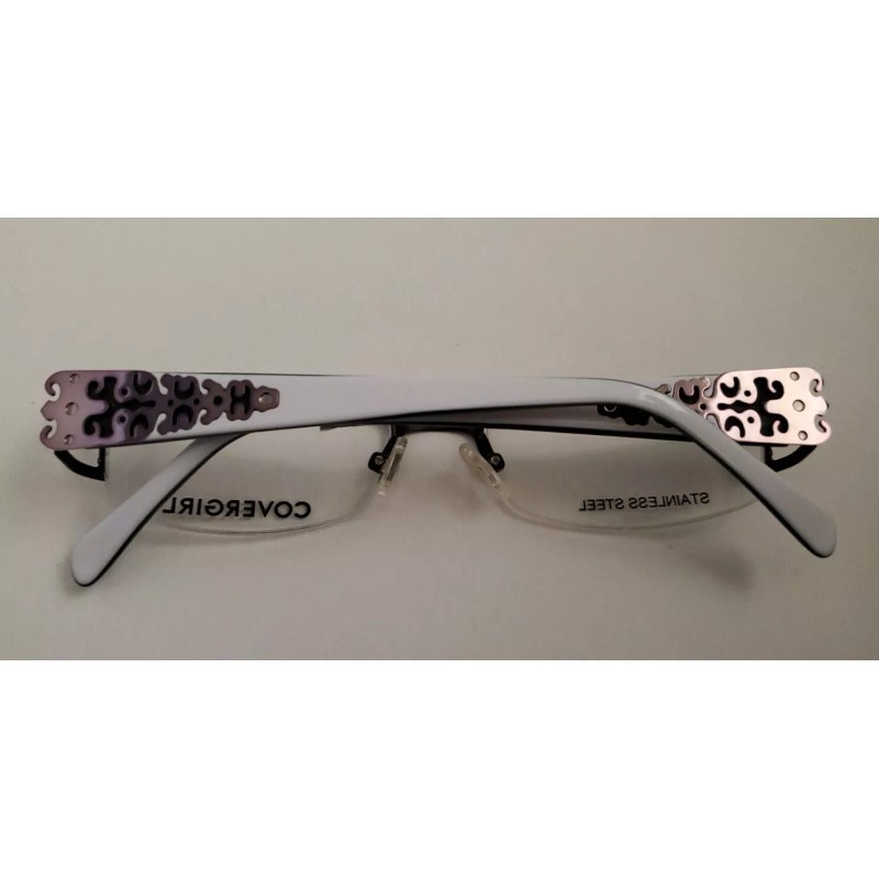 COVERGIRL Womens Covergirl Eyeglasses CG0394-01 Black White Rectangle Half Rim