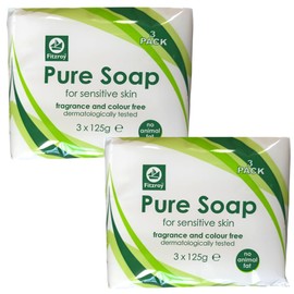 Fitzroy Pure Soap 6 x 125g | For Sensitive Skin | Fragrance Free & Colour Free | Hand, Face & Body Wash | Mens & Womens Cleansing Bath Bar | Vegetarian Friendly | Dermatologically Tested
