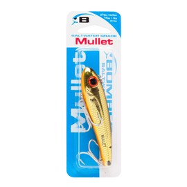 Bomber Lures Mullet Slow-Sinking Twitch, Walking Saltwater Fishing Lure, Excellent for Speckled Trout, Redfish, Stripers and More, 3 1/2", 5/8 oz, Gold Chrome/Black/Orange