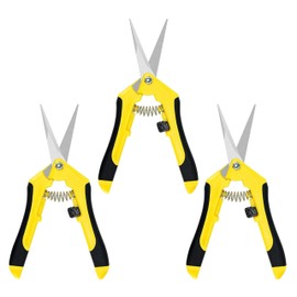 iPower 6.5'' 3 Pack Garden Hand Pruner Shears with Straight Stainless Steel Scissors, for Hydroponic Trimming Herb/Flowers/Vegetables/Plants, Yellow