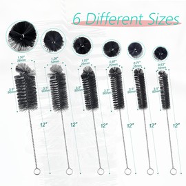 6 Pcs Straw Cleaner Brush Set, 12 Inch Long Pipe Tube Bottle Brushes
