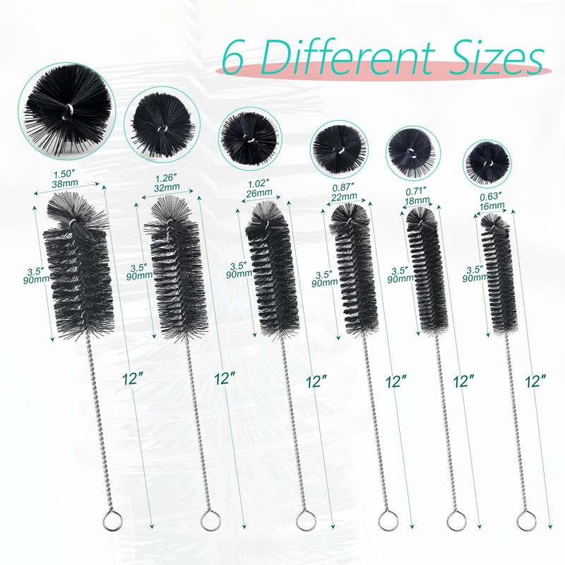 6 Pcs Straw Cleaner Brush Set, 12 Inch Long Pipe