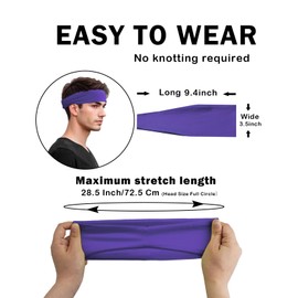 Purple Headband for Men & Women, Sweat Sports Headband Non-Slip Sweatband Running Cycling Yoga Basketball Workout Football Training Soccer (Purple Pack)