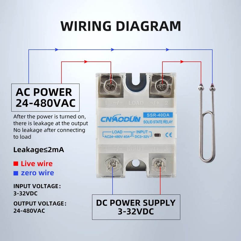 CNAODUN Solid State Relay SSR-40DA with Heat Sink DC to