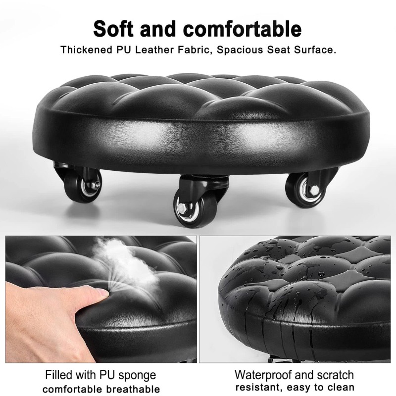 FLOLXNB Low Height Rolling Stool with 360°Swivel Caster, Low Roller