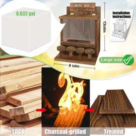 Carbonized Squirrel Feeder, Large Squirrel Feeders for Outside Funny Squrrill Nuts Bar, Durable Wooden Chipmunk House Box for Corn Peanuts…