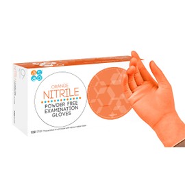 ASAP Orange Nitrile Powder Free Examination Gloves, Disposable, 4.5 mil, Orange (Box of 100) (X-Large)