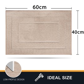 Frundoo Bath Mat, Non-Slip, Washable, Super Absorbent Bathroom Mat, Fluffy Bathroom Rug in Shaggy Look, with 4 Non-Slip Rug Patches, 60 x 40 cm