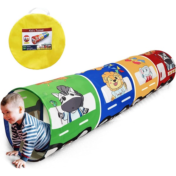 Tunnel da gioco per bambini, con treno dei cartoni animati, colorato, tunnel per gattonare, tunnel per bambini, giocattoli per bambini, tunnel per bambini, grotta per bambini, giocattolo per bambini