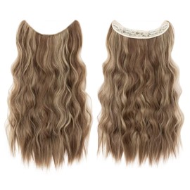 TESS Flip-In Extensions 50 cm, Light Brown with Ash Blonde Highlighted Secrets Hair Extensions Wavy 130 g Extensions with Tape Synthetic Hair Extensions with Elastic Band