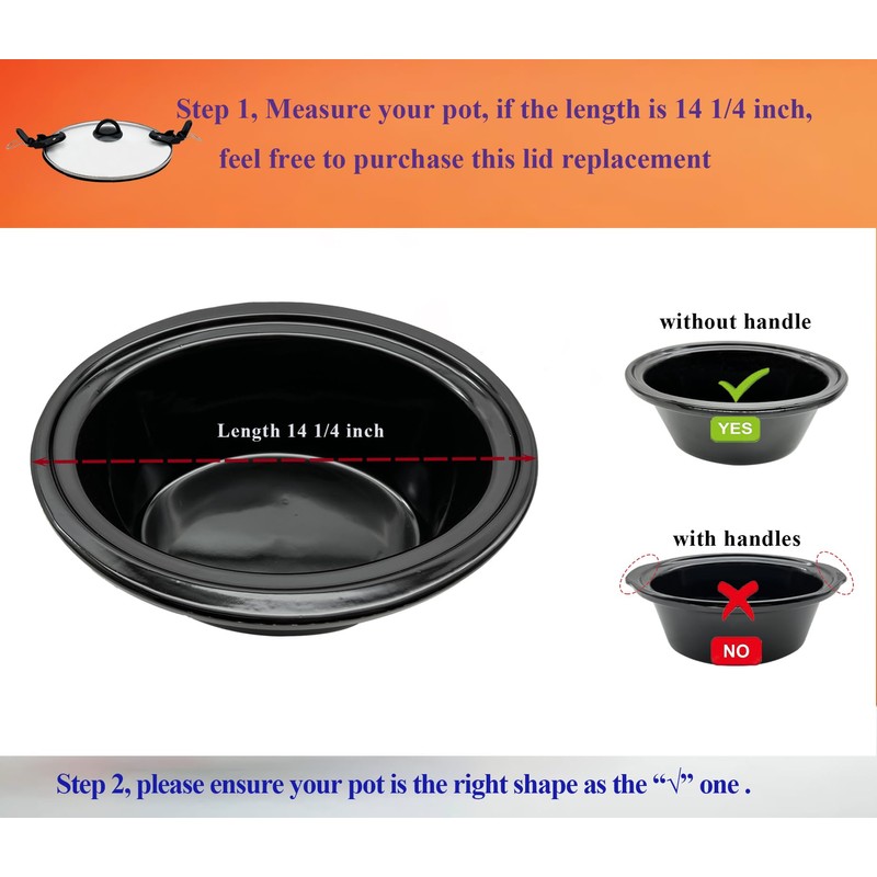 Oval Slow Cooker Lid with Sealing Ring and Buckle Compatible