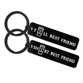 Best Friend Keychain for 2 Friendship Gift Best Friend Keyrings Friendship Keyring Set Best Friends Valentines Birthday Christmas Thanksgiving Gifts Tall and Short Best Friend Presents Funny BFF Gifts