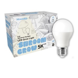 Miracle LED Shroom Grow Indoor LED Grow Bulbs for Oyster, Shiitake, Lions Mane Mushrooms ect. with Absolute Daylight Full Spectrum Replace 100W LED Grow Bulbs (18-Pack)